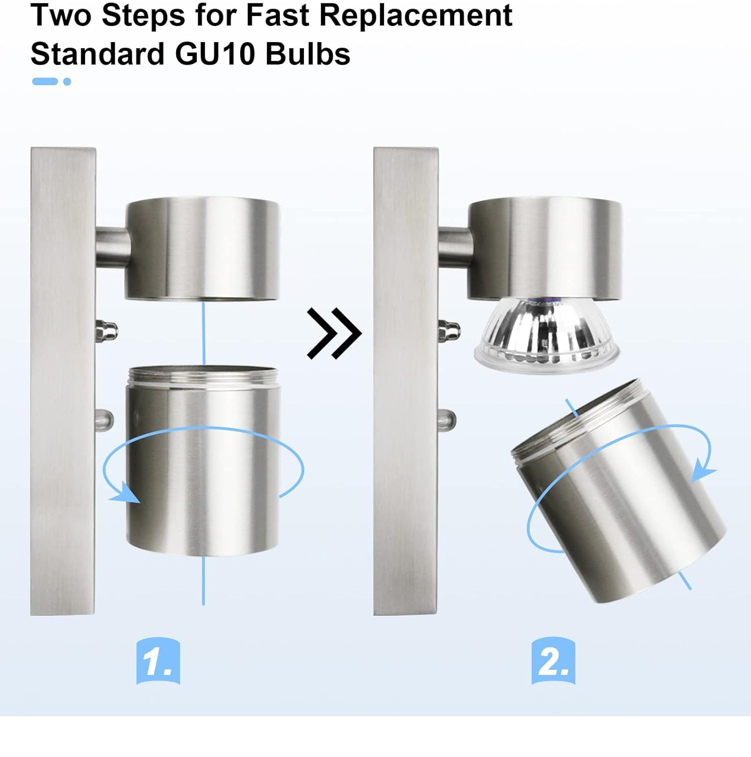 Modern Stainless Steel Outdoor Garden Wall Down Light with Sensor - IP44 Rated - Complete with a 7W LED GU10 Bulb