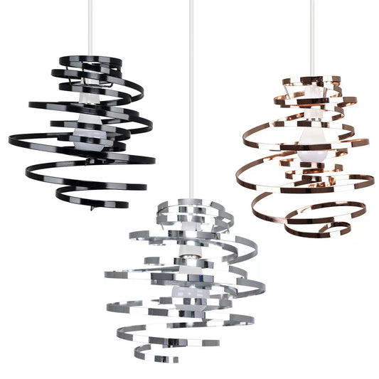 Contemporary swirl pattern lampshade adding style to a bedroom