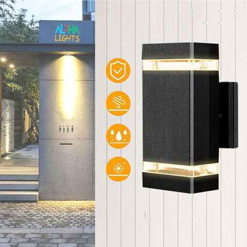 Waterproof IP65-rated wall light working in the rain