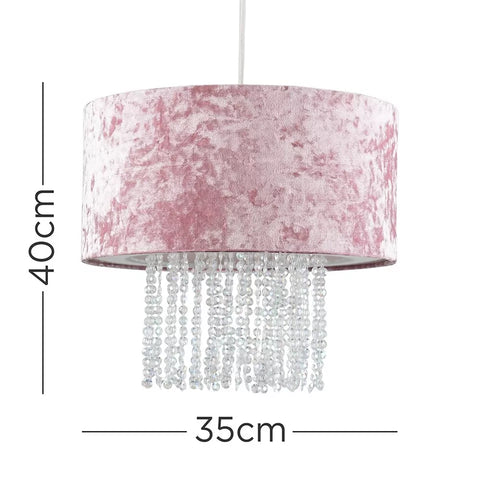 Elegant pink velvet ceiling light in a contemporary bedroom

