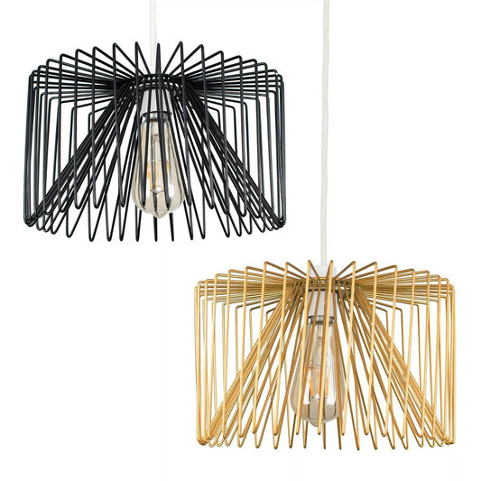 Modern Wire Cage Ceiling Pendant Light Shade Easy Fit Lampshade LED Bulb Lights
