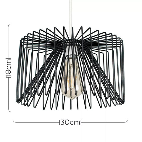 Contemporary pendant shade with wire design

