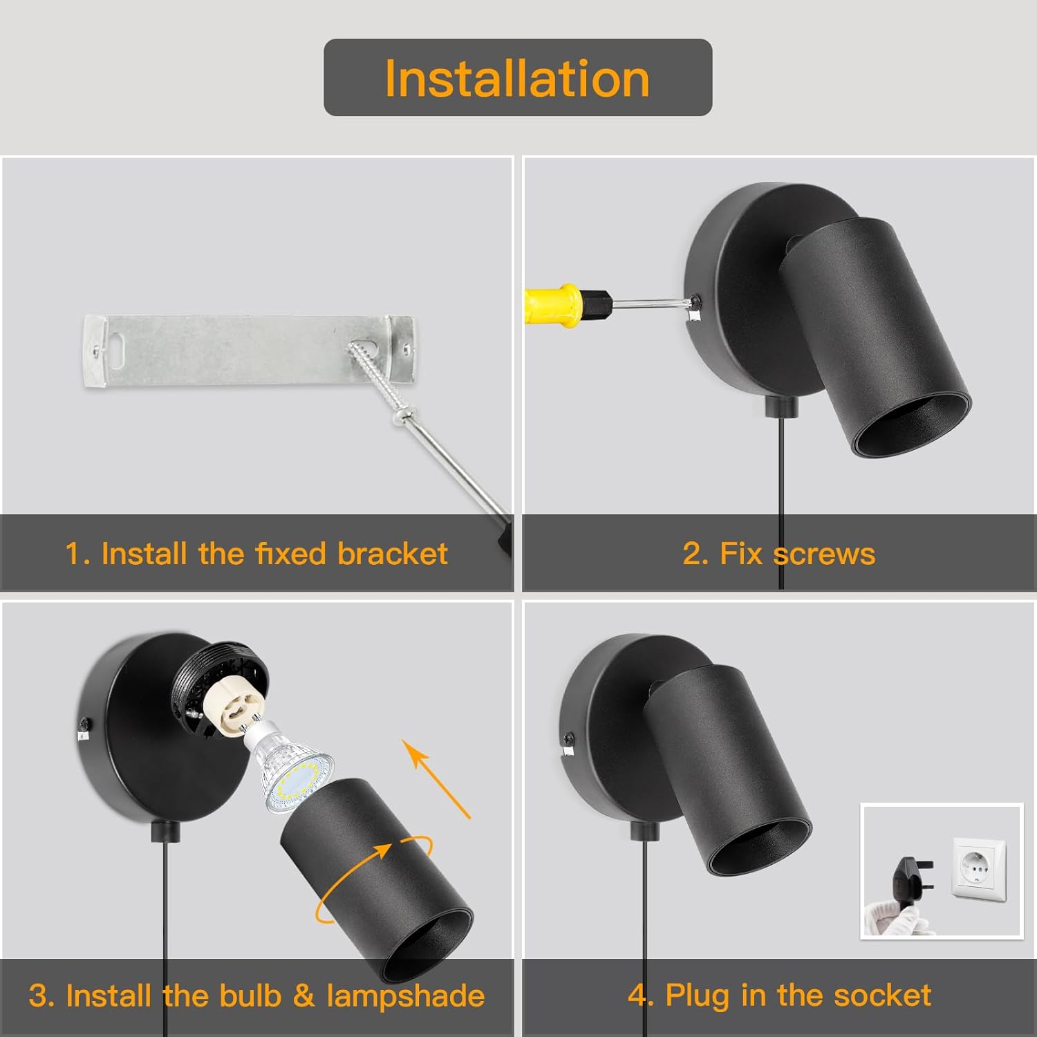 Modern bedroom plug-in wall sconce

