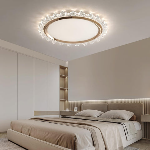 Modern bedroom with a ceiling light fixture