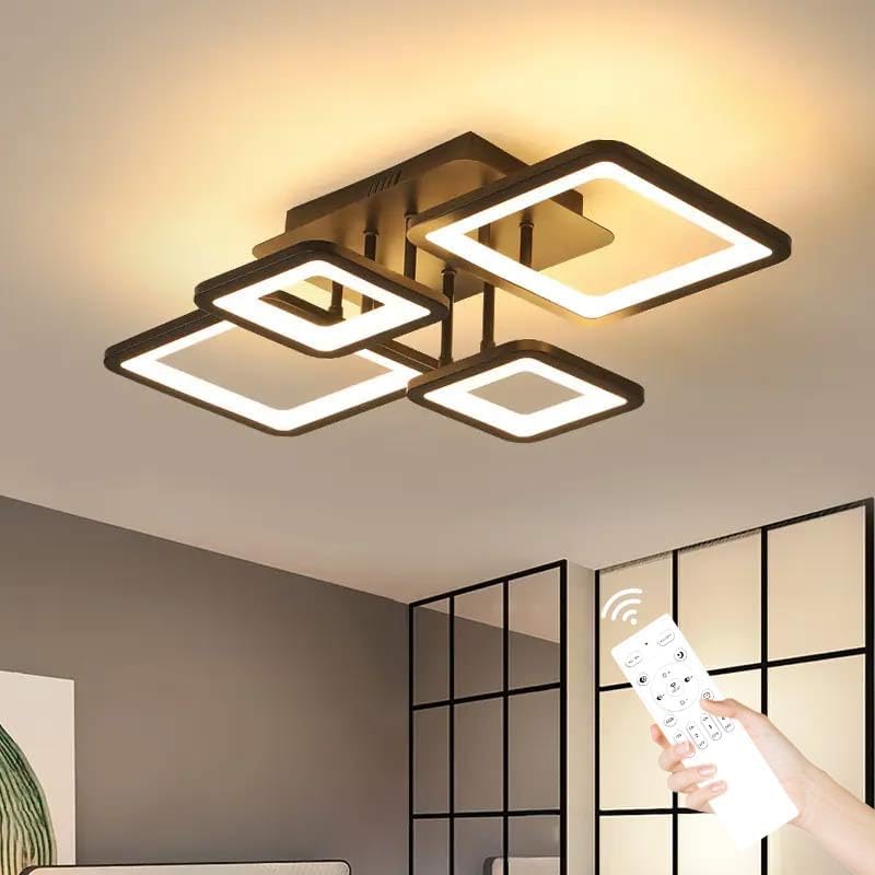 Modern ceiling light fixture with remote control in a room setting