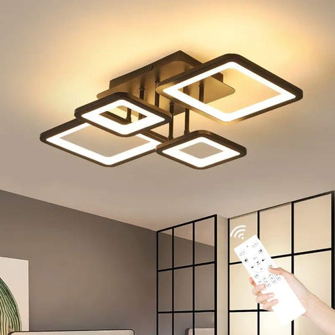 Modern ceiling light fixture with remote control in a room setting