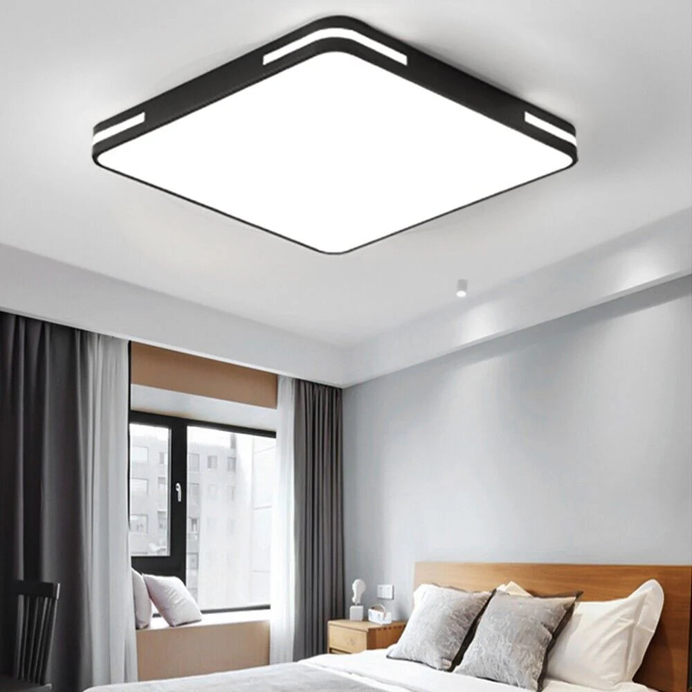 Modern ceiling light fixture in a bedroom setting