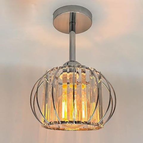 Modern ceiling light fixture with crystal design on a neutral background