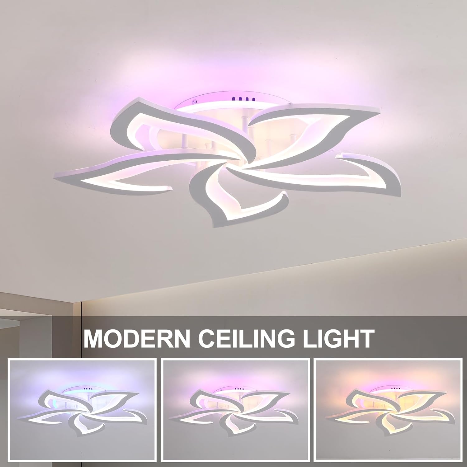 Modern ceiling light fixture with decorative design on a ceiling