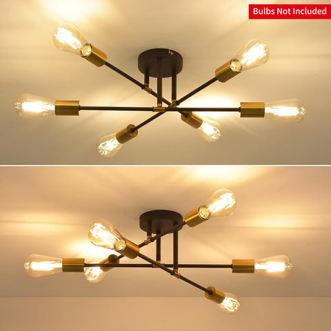 Modern ceiling light fixture with multiple bulbs on a neutral background