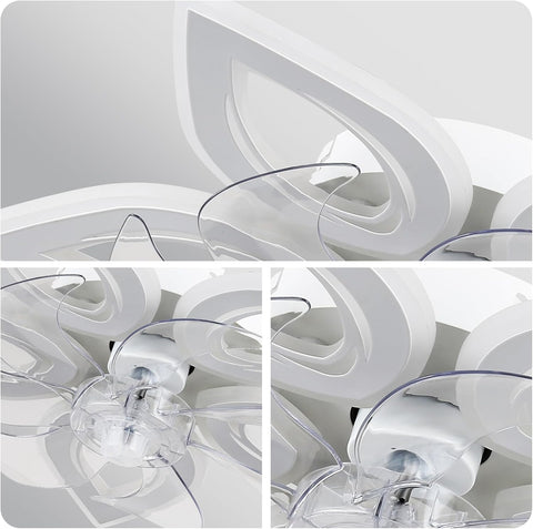 Modern ceiling light fixture with white and clear design on a gray background