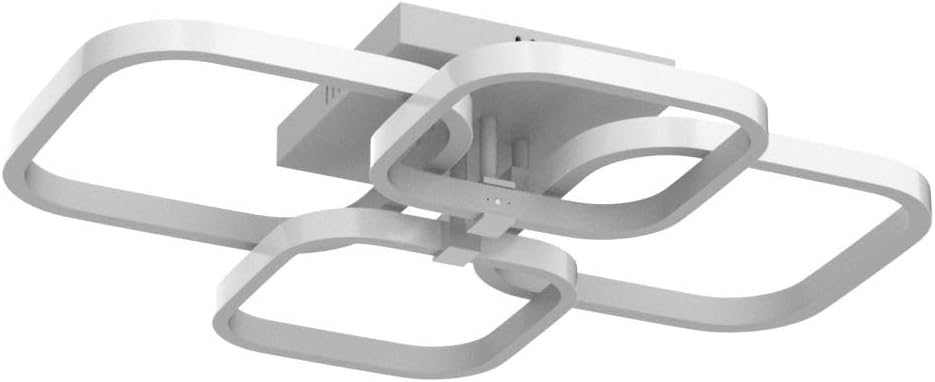 Modern ceiling light fixture with white finish on a white background