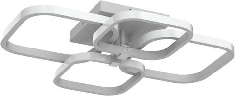 Modern ceiling light fixture with white finish on a white background