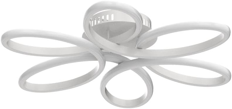 Modern ceiling light fixture with white finish on a white background