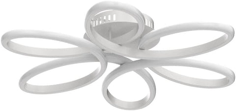 Modern ceiling light fixture with white finish on a white background