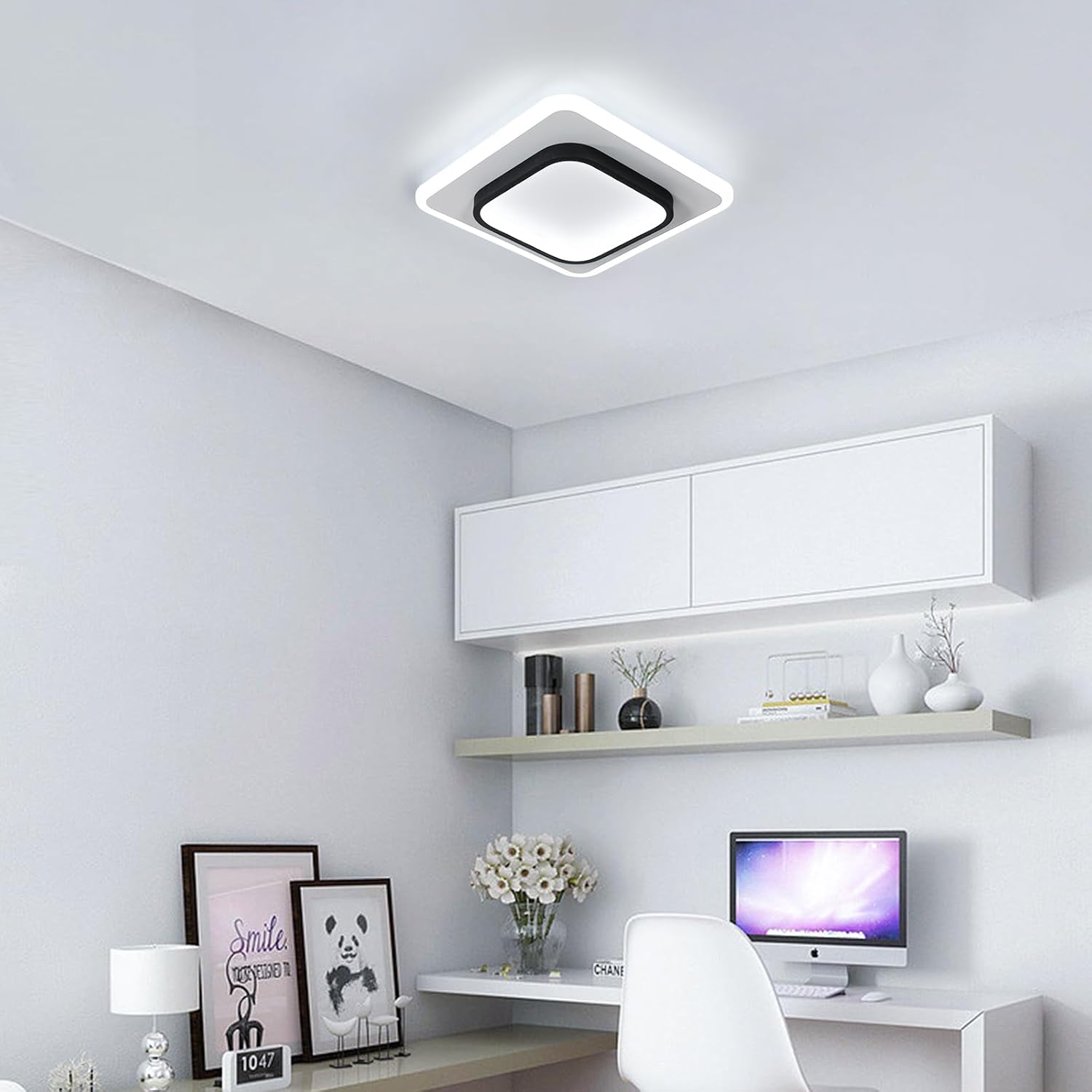 Modern ceiling light in black and white design

