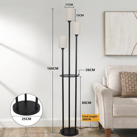 Modern floor lamp with shelves black