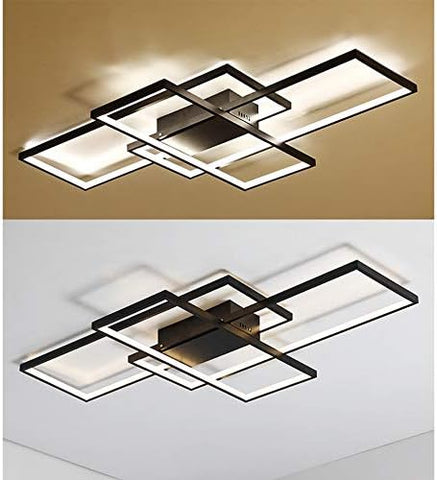 Modern geometric flush ceiling light installed in bedroom


