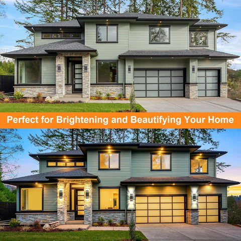 Modern house exterior with text overlay 'Perfect for Brightening and Beautifying Your Home'.