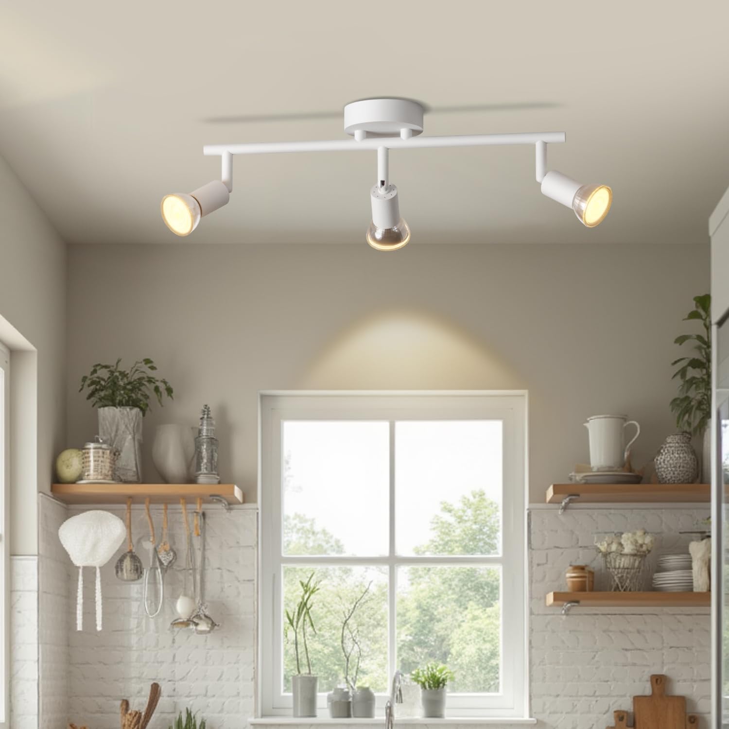Modern kitchen with a ceiling light fixture