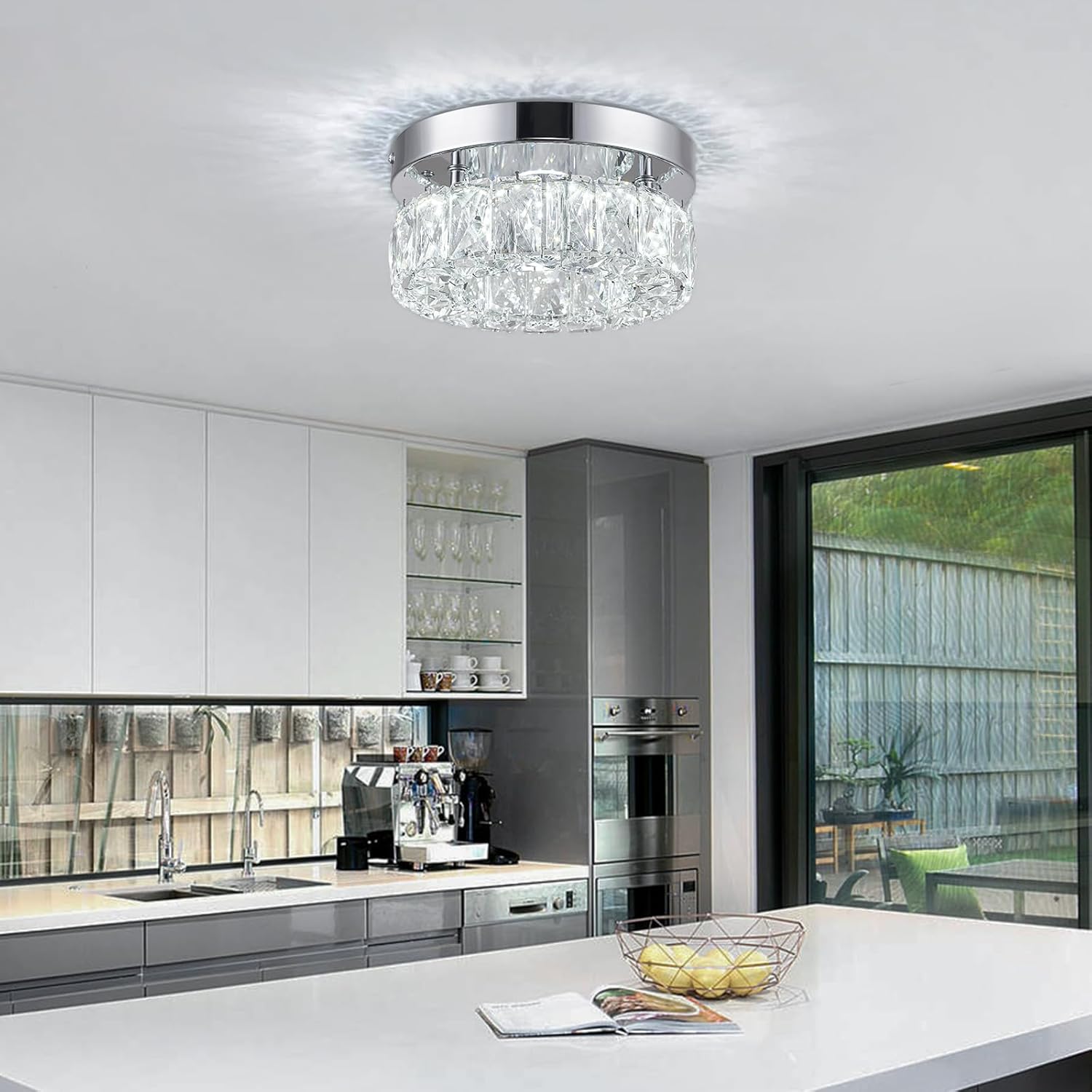 Modern kitchen with a ceiling light fixture