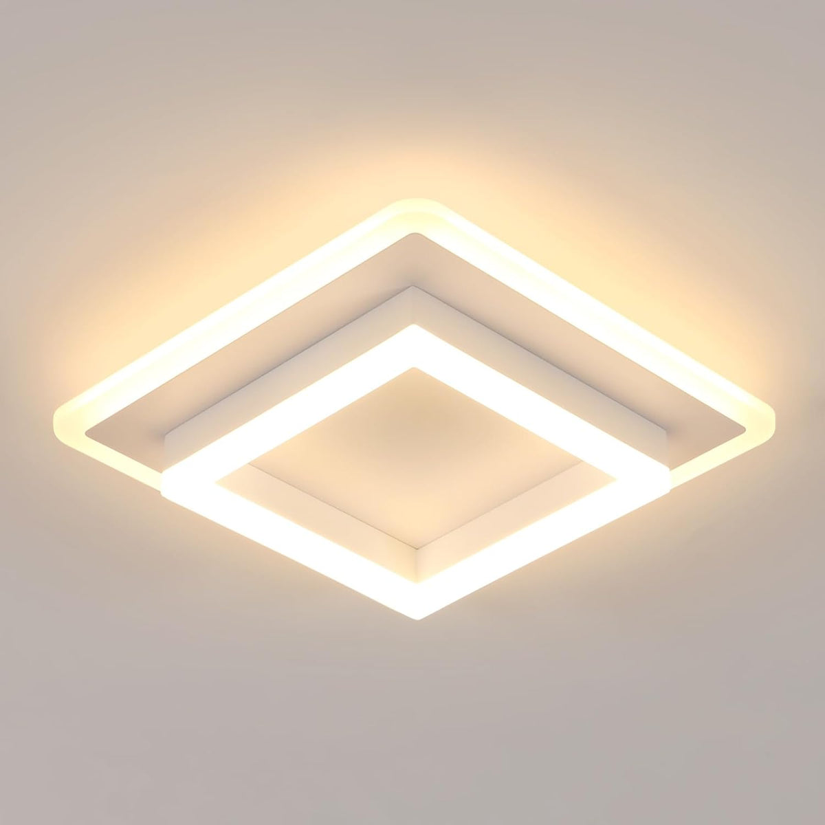 Modern square ceiling light fixture on a neutral background