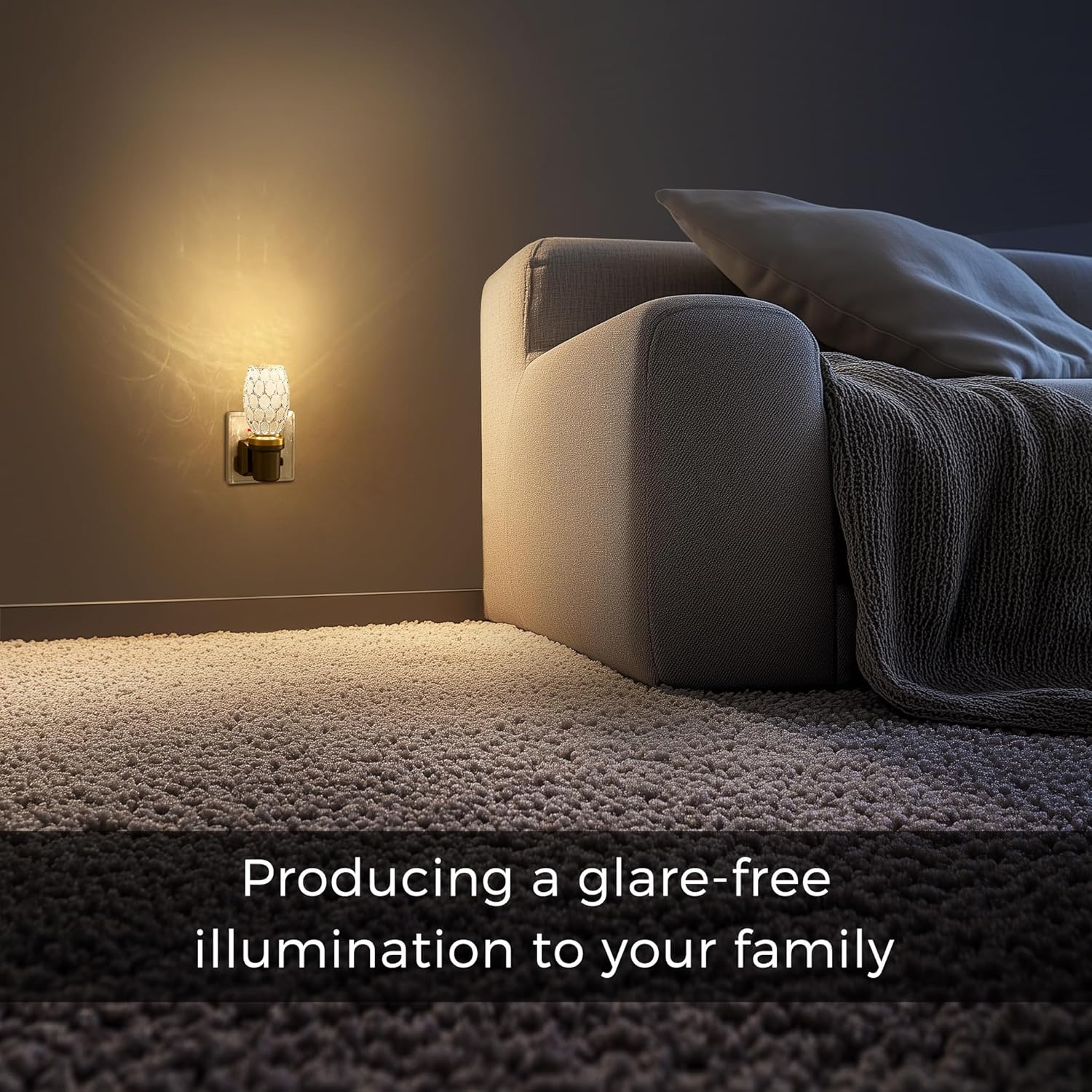Modern wall light fixture in a living room with a sofa and decorative pillow.
