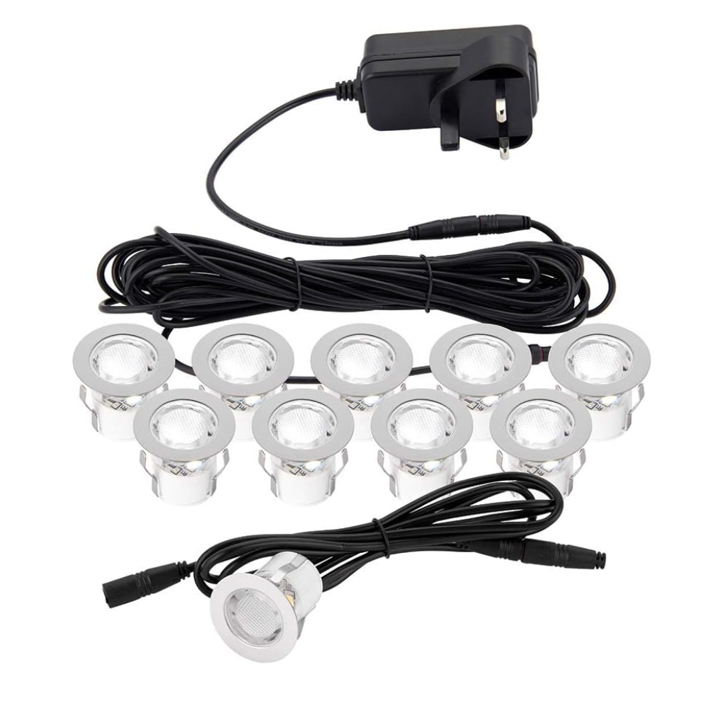 Lighting Pack of 10 x 30mm White LED Deck Lights IP44