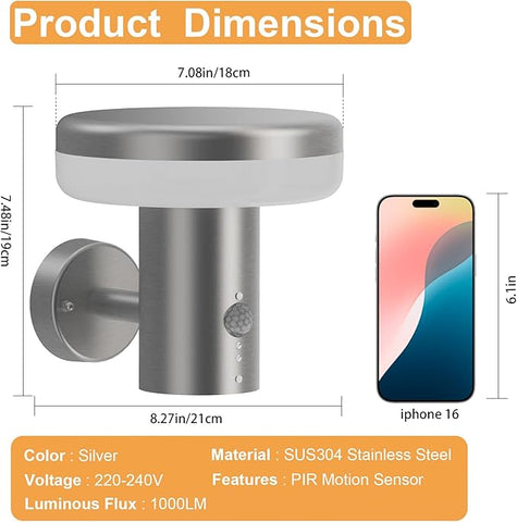 9W LED motion sensor wall lamp with compact design

