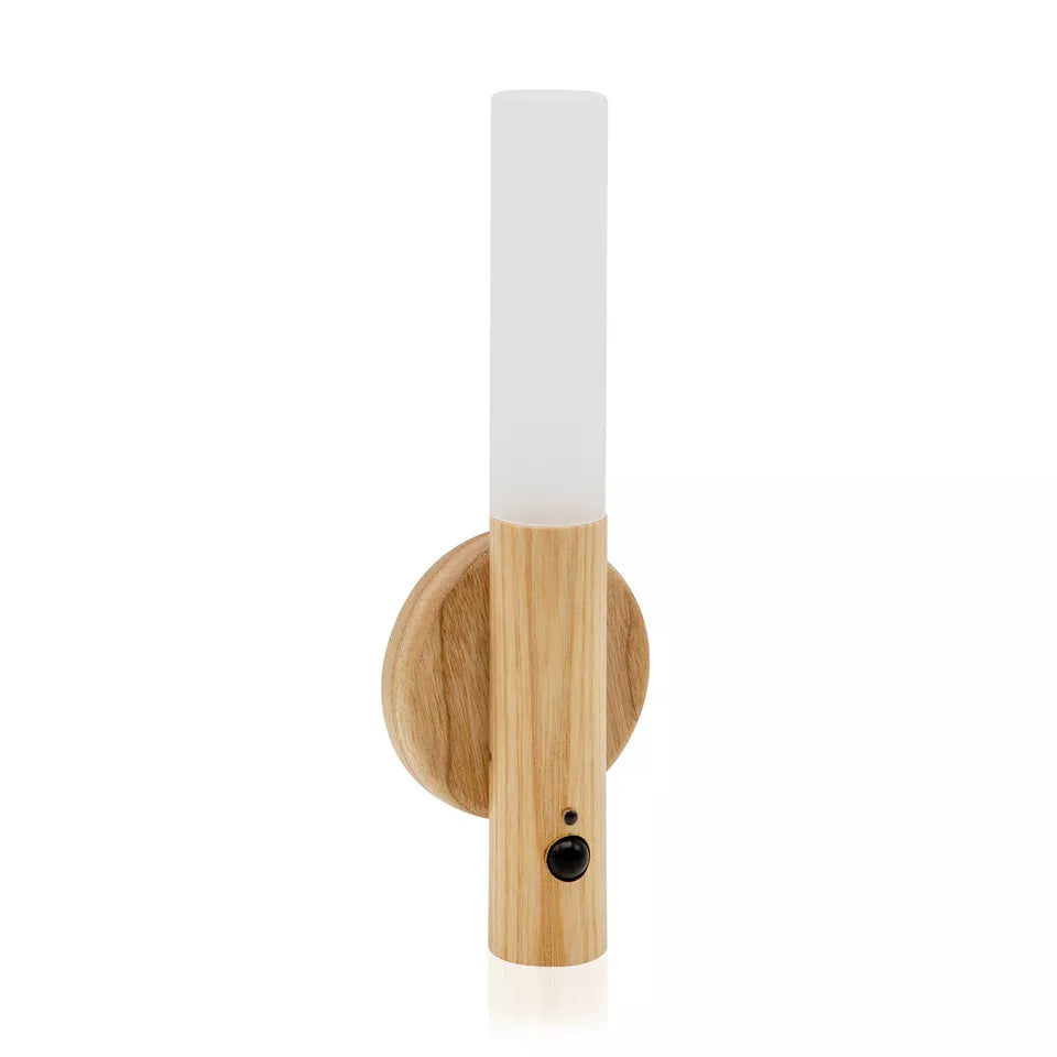 Motion Sensor Night Light, Rechargeable Wall Motion Sensor Night Light Wooden Portable Magnetic Strip Stick Night Lamp Wireless Wall Mounted Torch Lights for Indoor Hallway Stairway Porch
