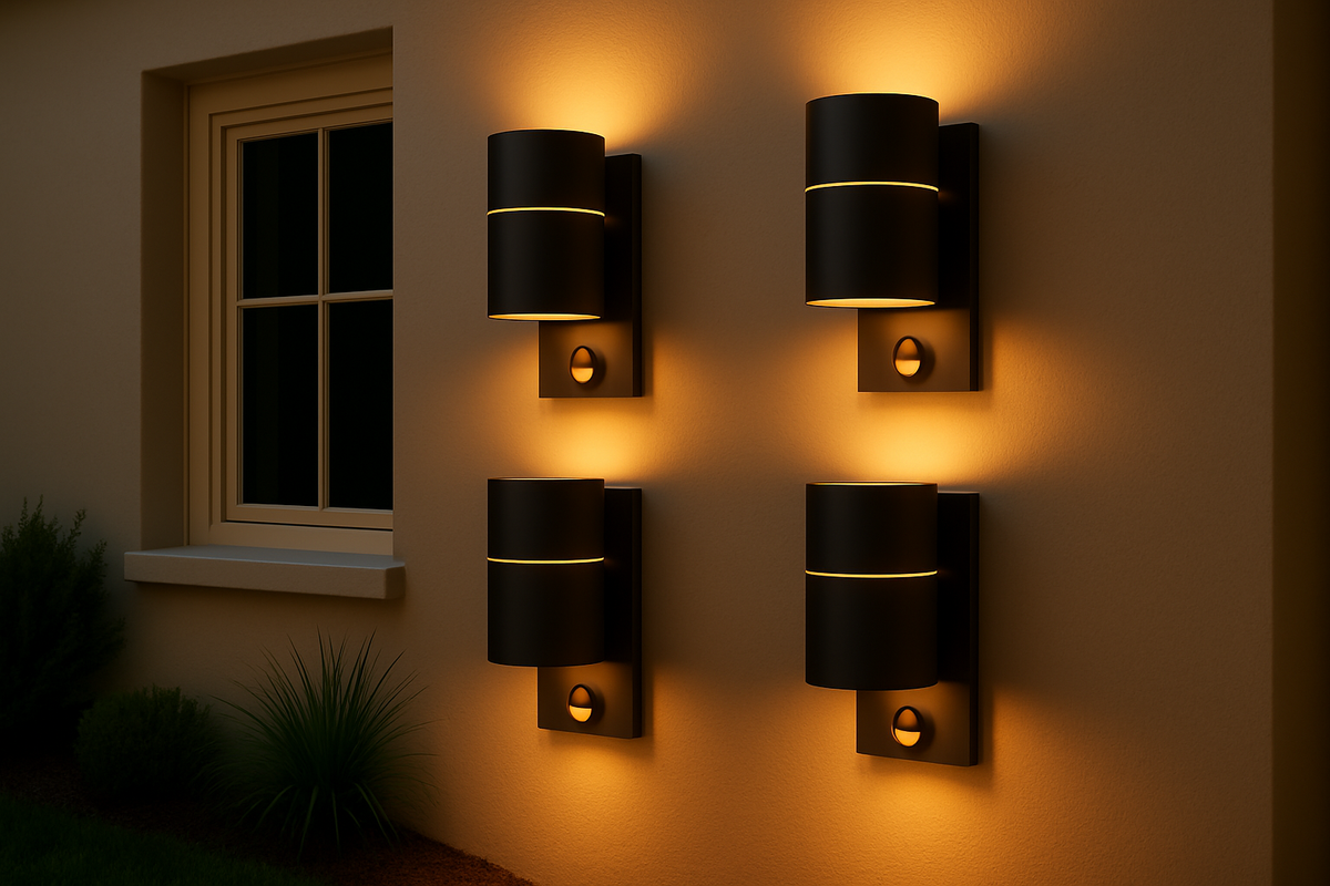 Motion detection exterior light black finish