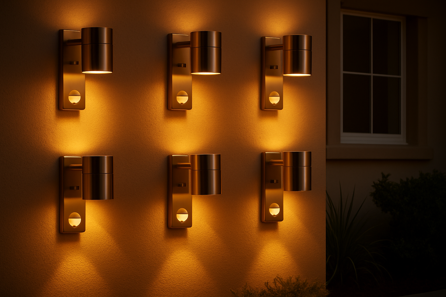 Motion sensor security light for garden walls