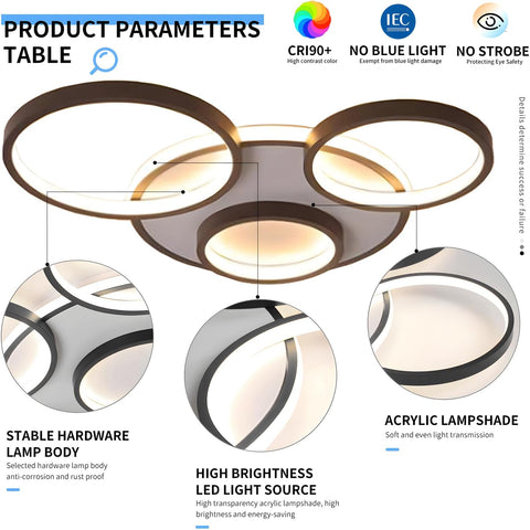 Multi-circle LED ceiling lamp 4 rings