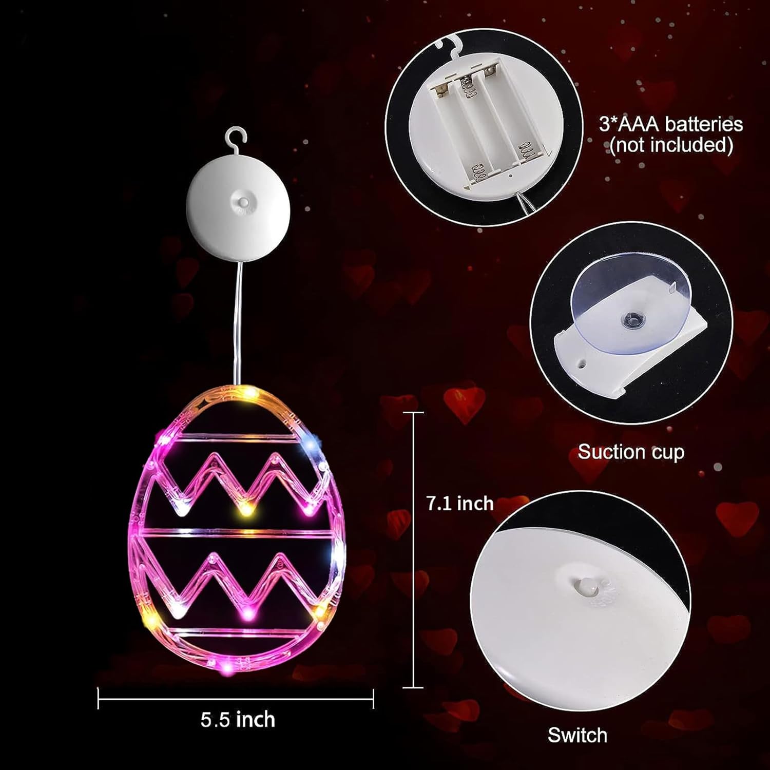 Multicolour Easter bunny and egg window lights with suction cups