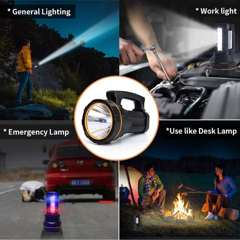 Multifunctional flashlight used for general lighting, work light, emergency lamp, and desk lamp in various scenarios.