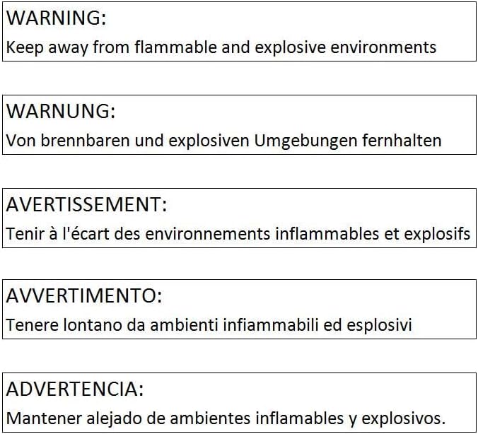 Multilingual warning labels on a white background