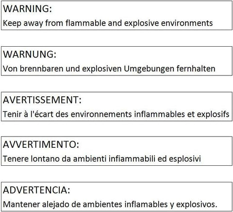 Multilingual warning labels on a white background