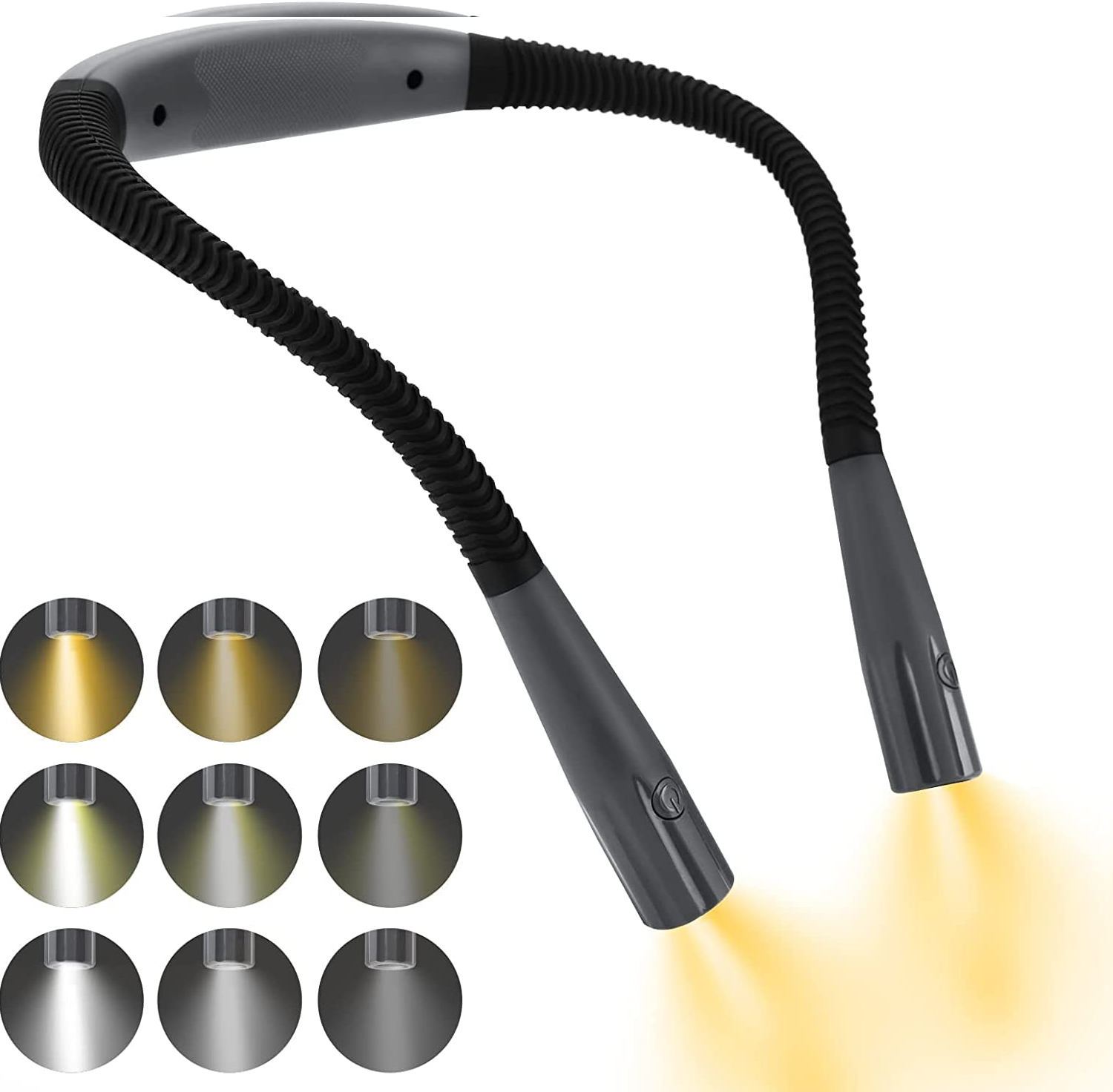 Neck Reading Light - Rechargeable Light Up To 80+ Hrs, 3 Colors & 6 Brightness Levels - thelights4u.com
thelights4u, reading lamp, neck reading light, rechargeable light