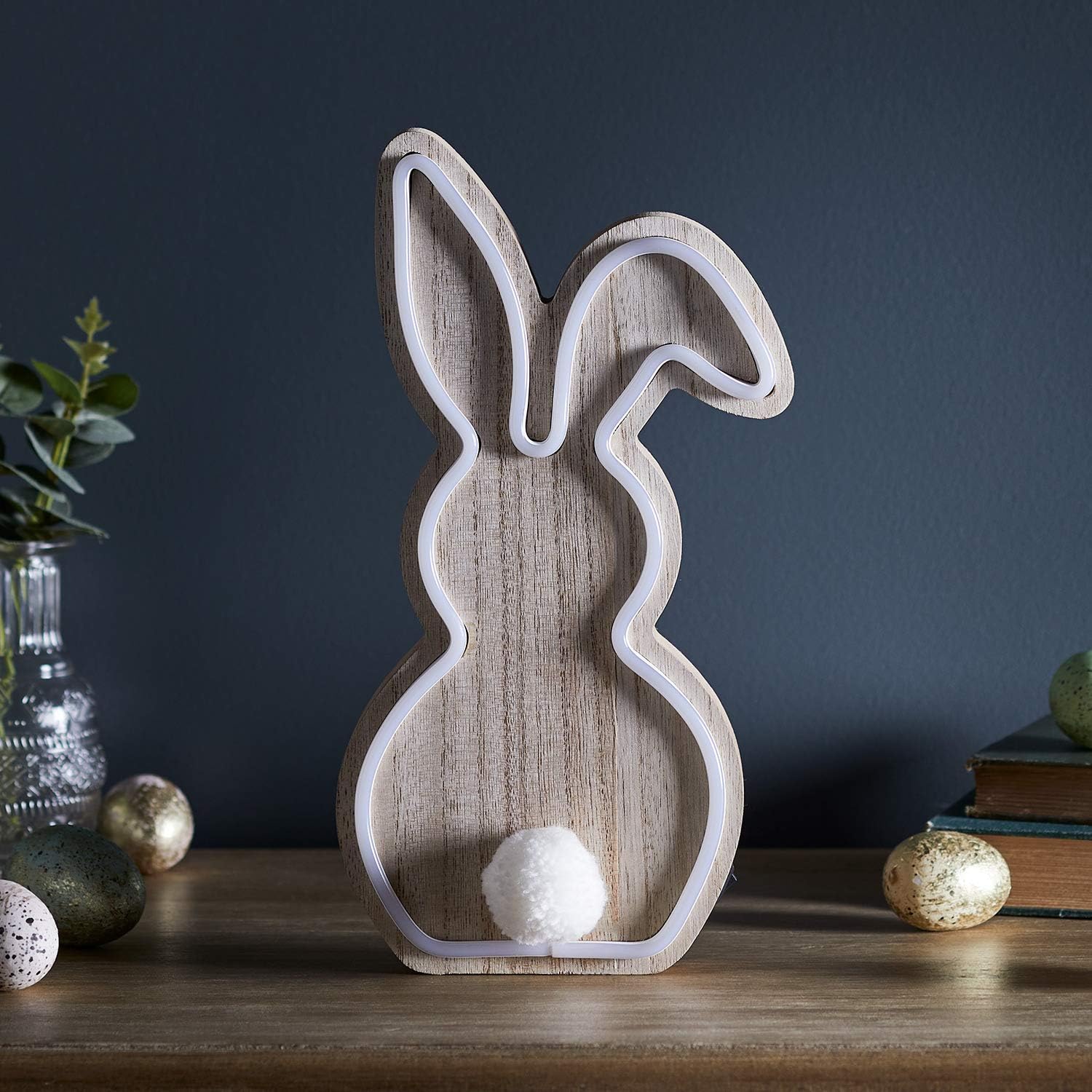 Neon style bunny silhouette LED Easter ornament 30cm
