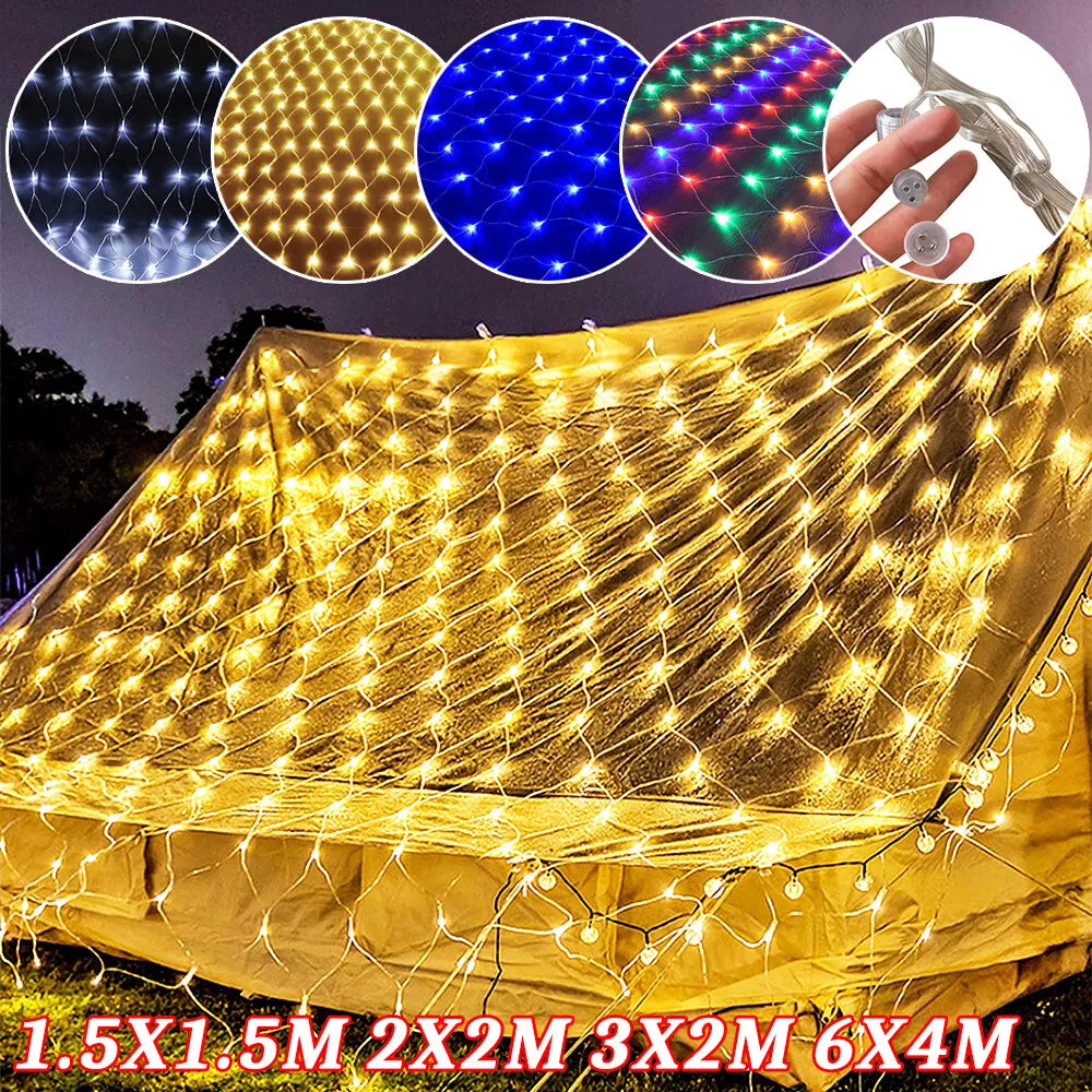 Net Lights Outdoor Indoor, 200 LED 3m x 2m Christmas Fairy Lights Plug-in IP67 Waterproof Mesh String Lights with 8 Light Modes/Timer/Remote, for Xmas Tree/Outside/Window/Garden Decorations
