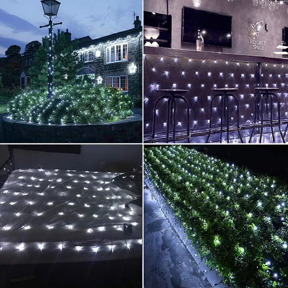 Net Lights Outdoor Indoor, 200 LED 3m x 2m Christmas Fairy Lights Plug-in IP67 Waterproof Mesh String Lights with 8 Light Modes/Timer/Remote, for Xmas Tree/Outside/Window/Garden Decorations
