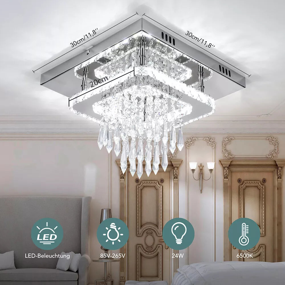 New 30CM Modern LED Crystal Ceiling Light – Upgrade Your Home Today! Square Minimalist Lamp for Living Room & Bedroom.







