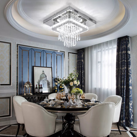 UK Square Crystal Ceiling Light with Modern Design








