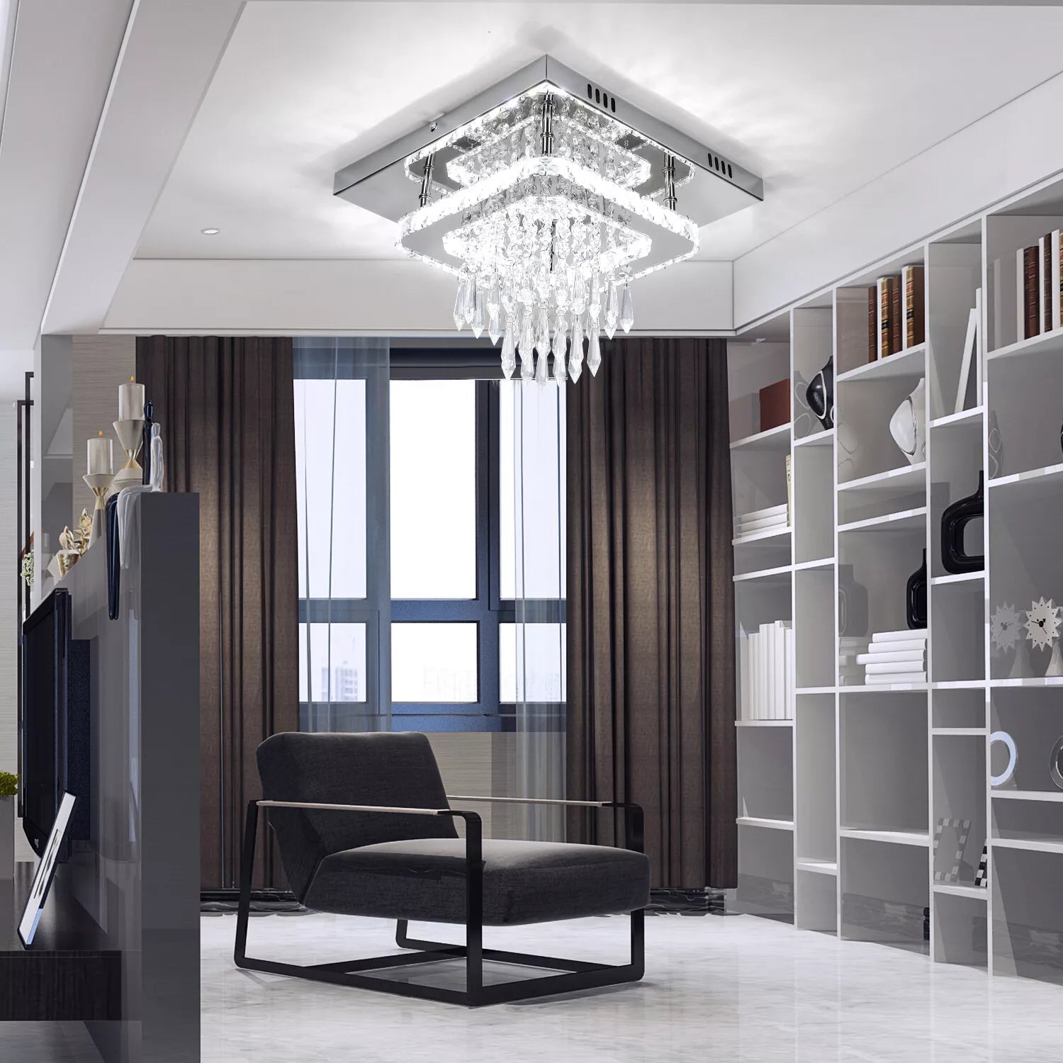 New 30CM Modern LED Crystal Ceiling Light – Upgrade Your Home Today! Square Minimalist Lamp for Living Room & Bedroom.







