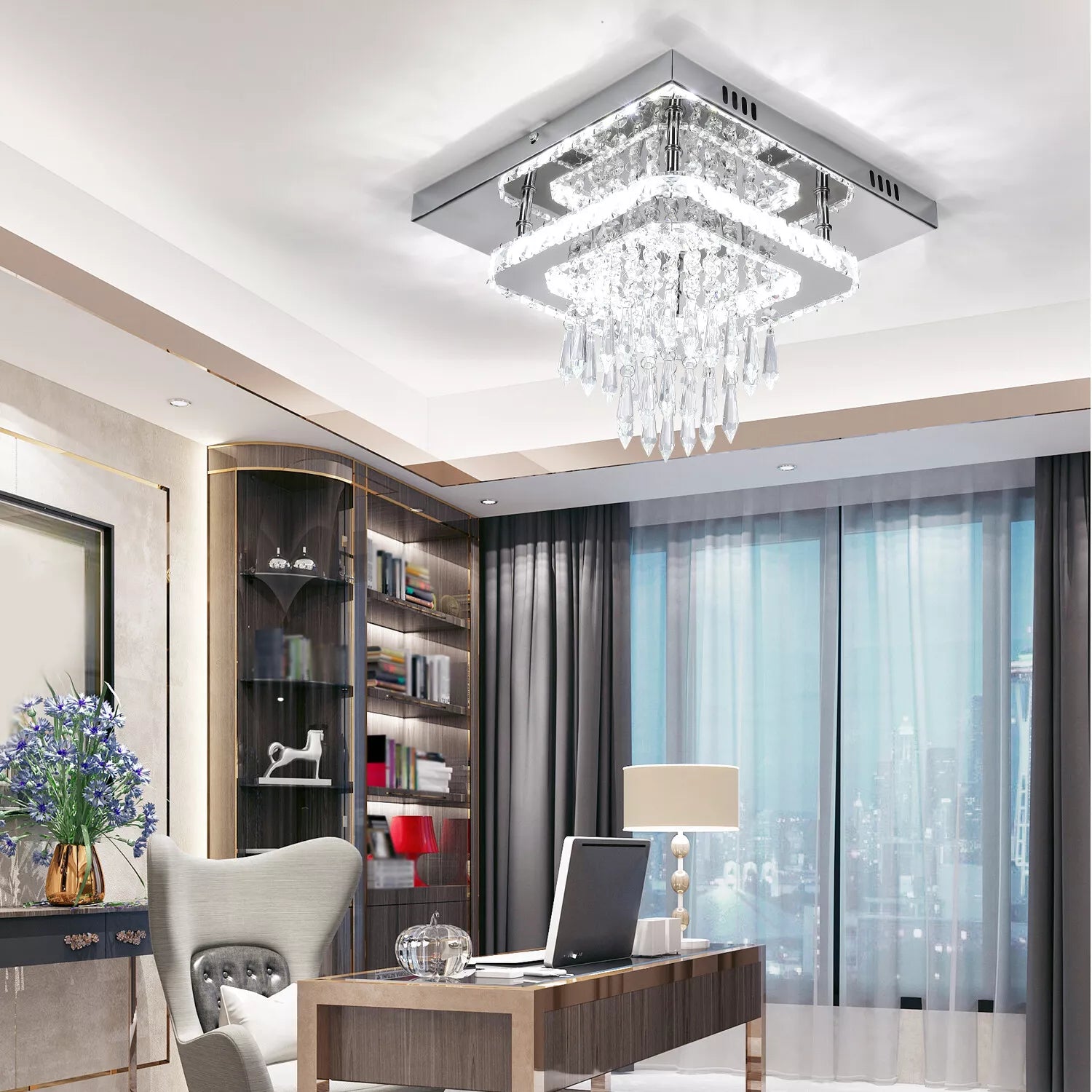 New 30CM Modern LED Crystal Ceiling Light – Upgrade Your Home Today! Square Minimalist Lamp for Living Room & Bedroom.







