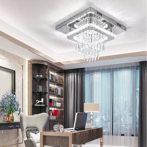 Decorative LED Ceiling Light with Crystal Edges








