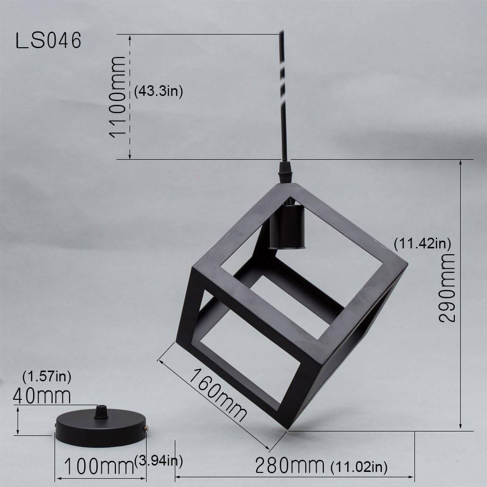 Black 60W Nordic Cube Style Pendant Lamp Shade in UK - Shop Now!