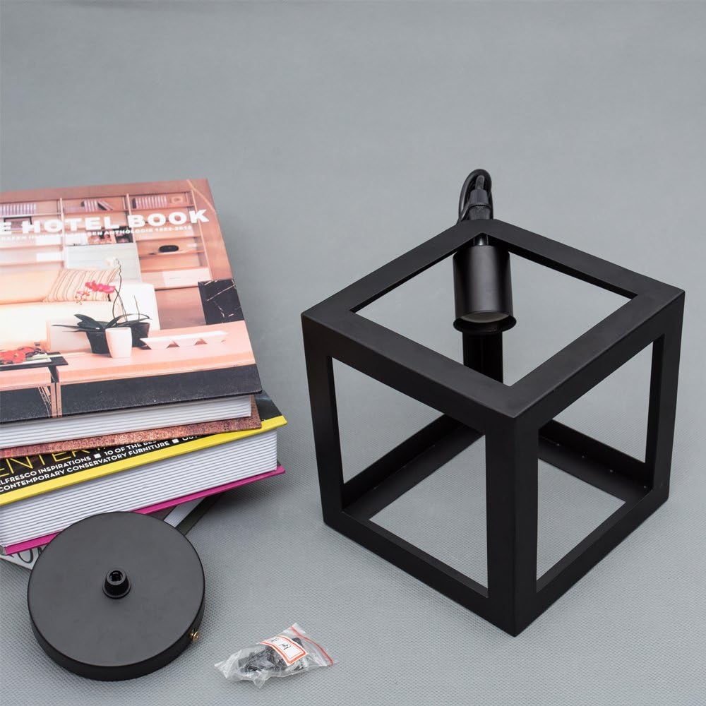 Black 60W Nordic Cube Style Pendant Lamp Shade in UK - Shop Now!
