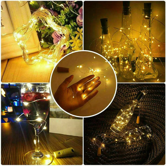 New Upgrade Wine Bottle Lights Battery Operated, 2m 20 LED Mini Fairy Lighting Indoor for Party Wedding Christmas Birthday Table Jars DIY Decor(Warm White)