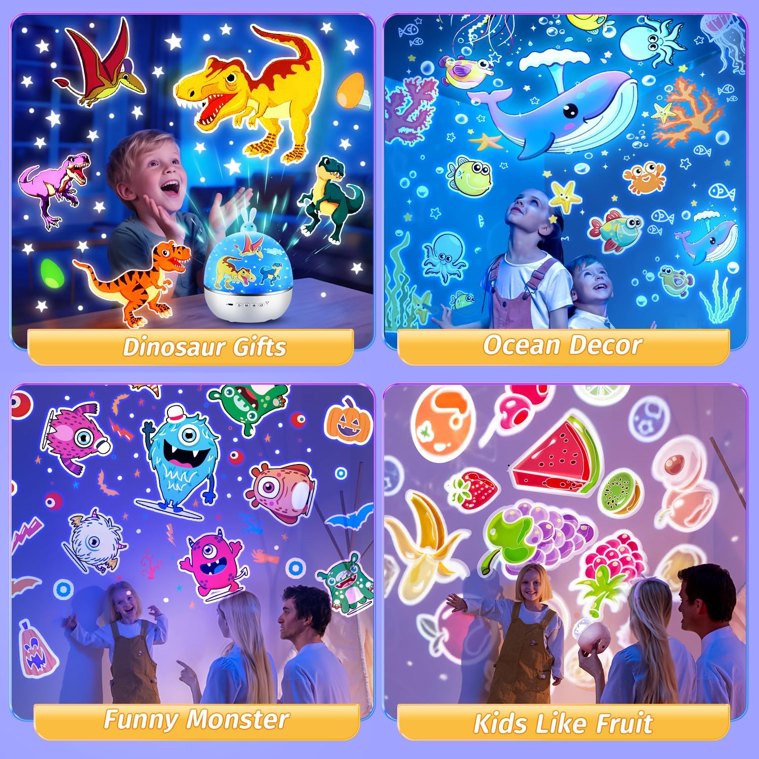 Night light projector with interchangeable projection films